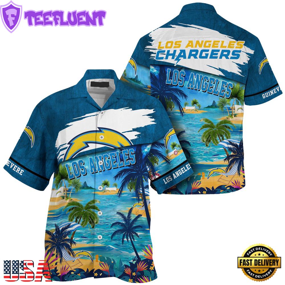 NFL Los Angeles Chargers Hawaii Beach Custom Name Hawaiian Shirt