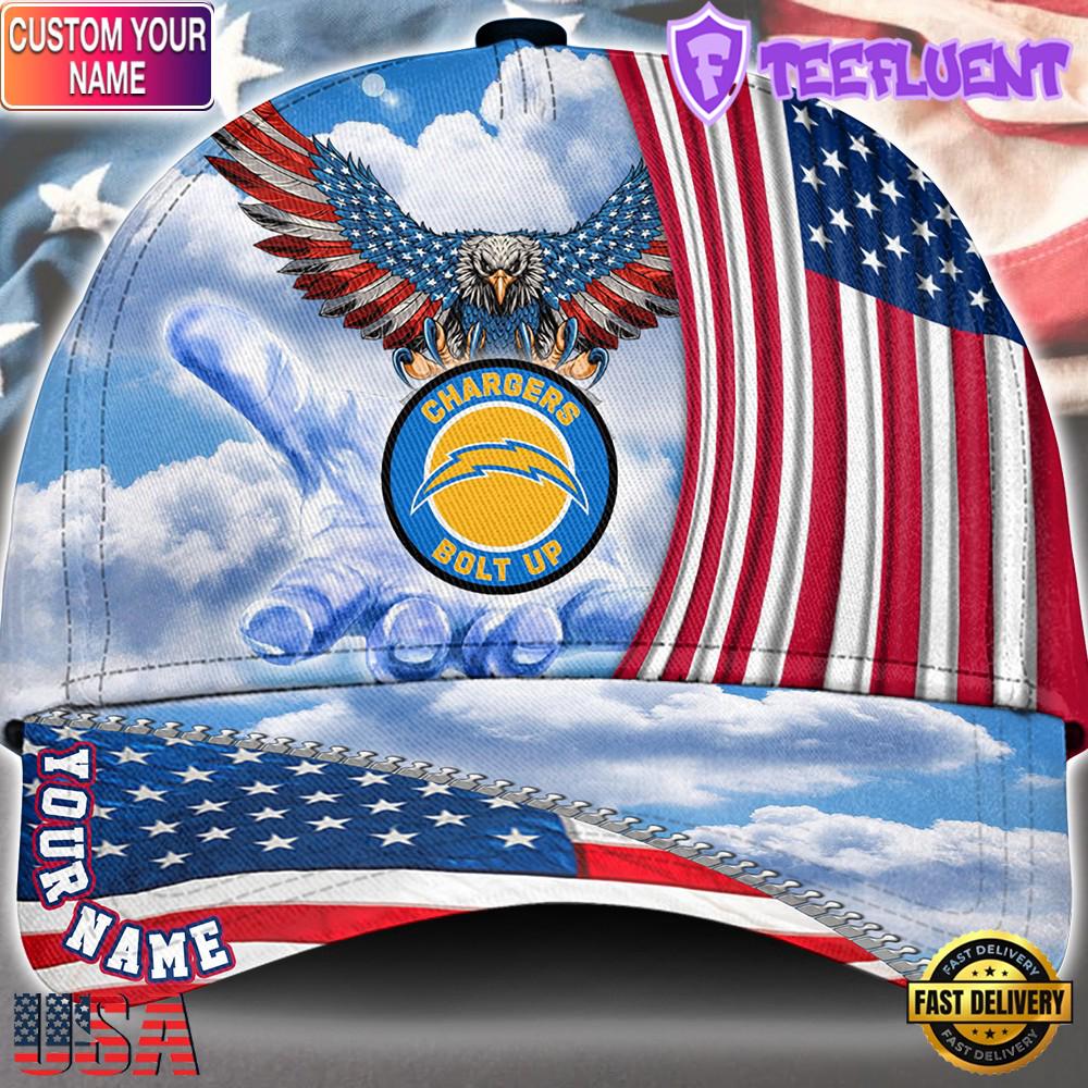 NFL Los Angeles Chargers Special American Flag Veterans Custom Cap