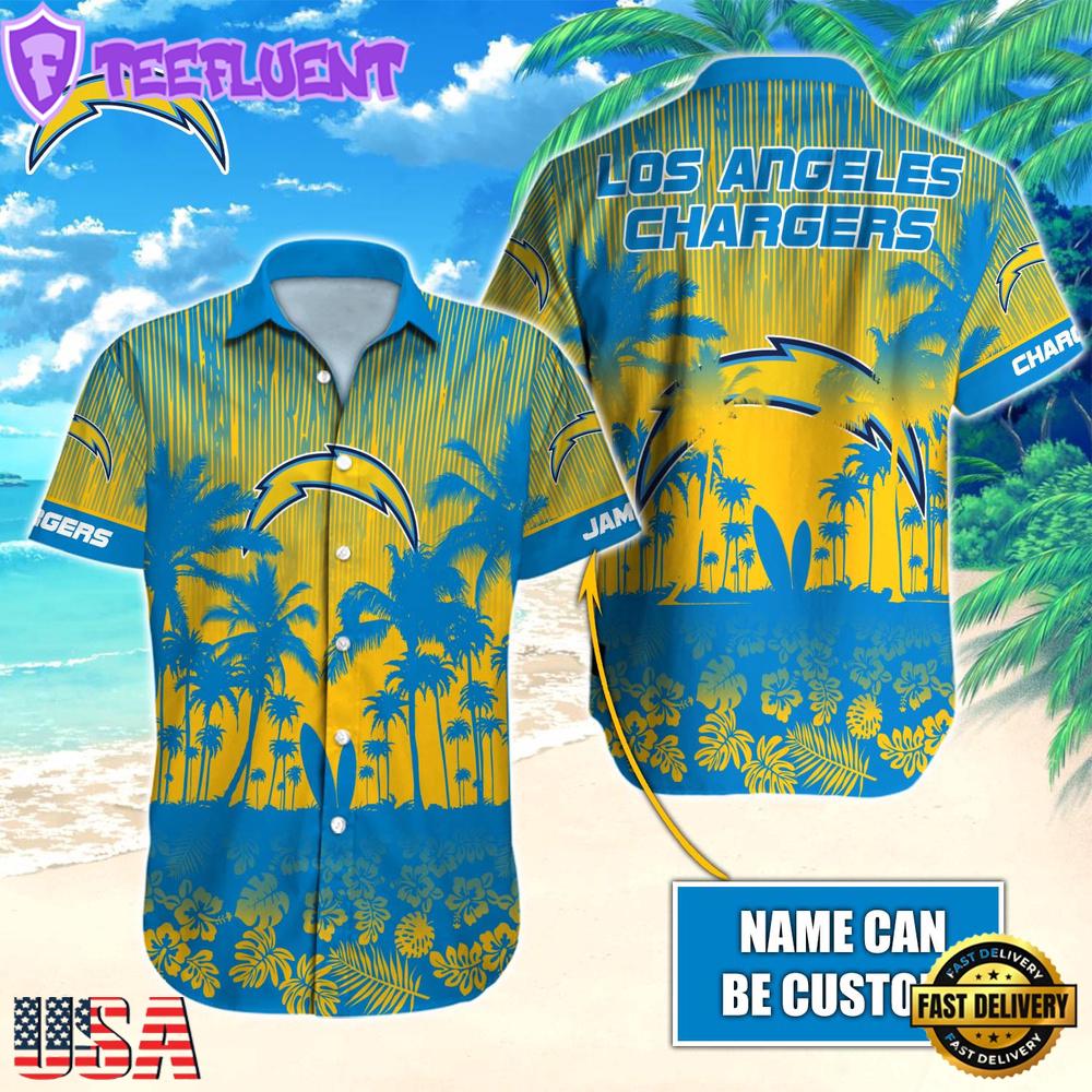 NFL Los Angeles Chargers Vintage Style Custom Name Hawaiian Shirt