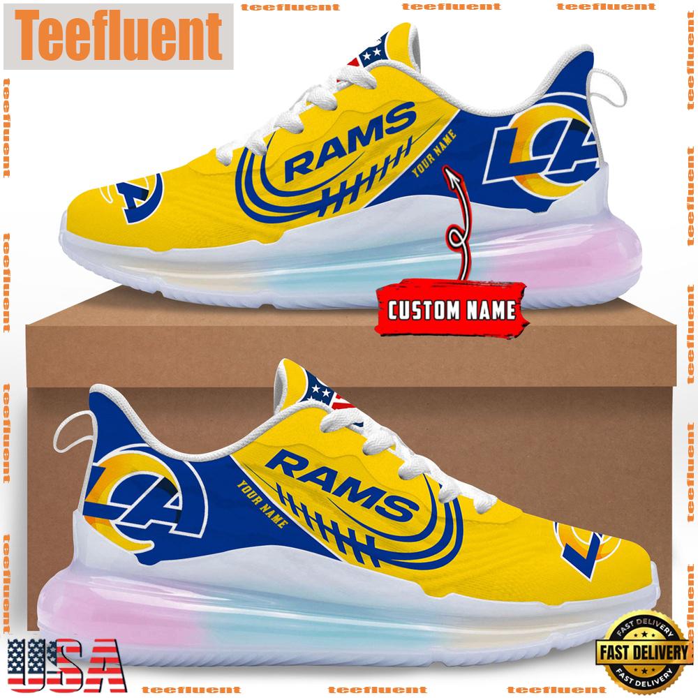 NFL Los Angeles Rams Custom Rainbow Atmospheric Cushion Running Shoes, Women's Sneaker