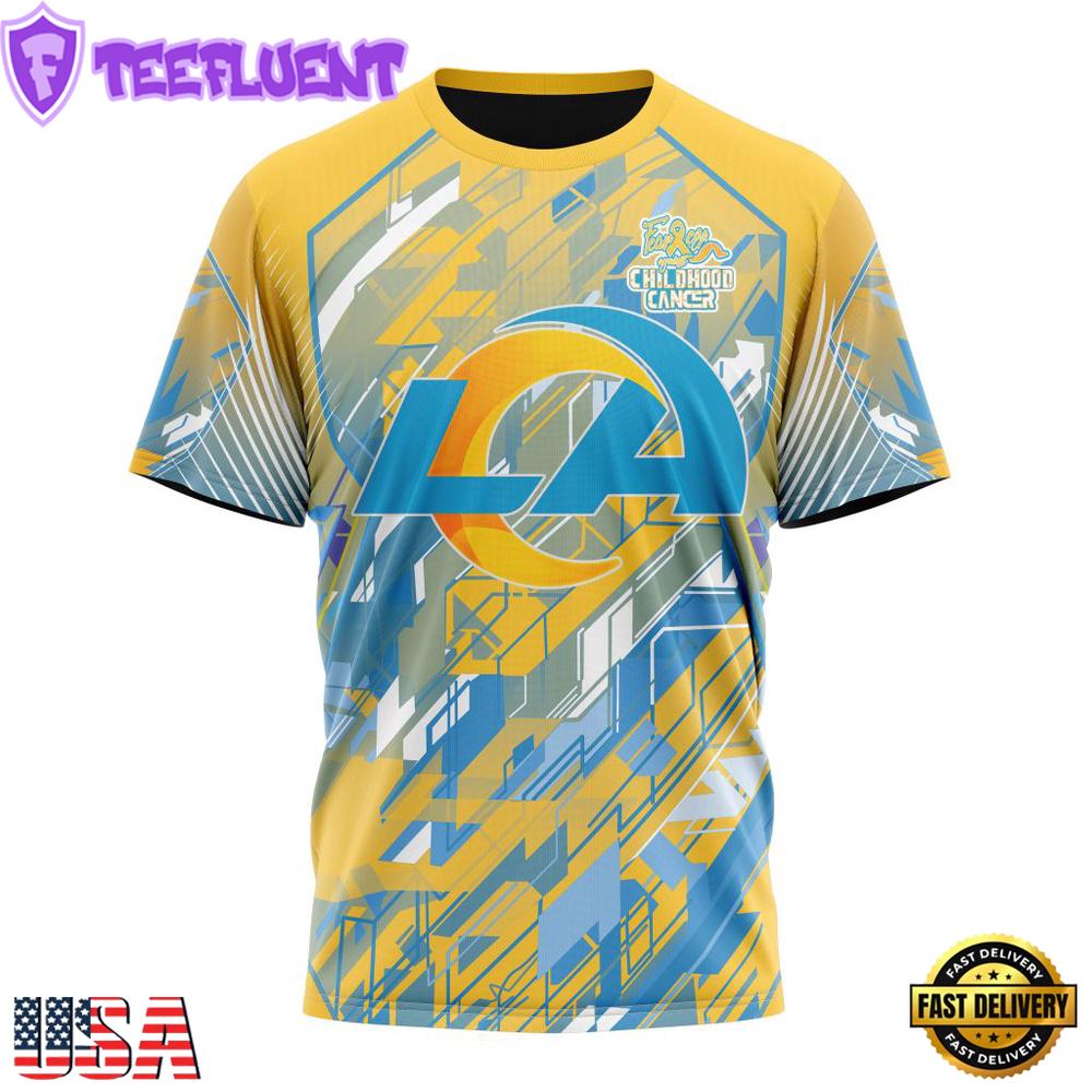 NFL Los Angeles Rams Football Childhood Cancers All Over Print T-Shirt