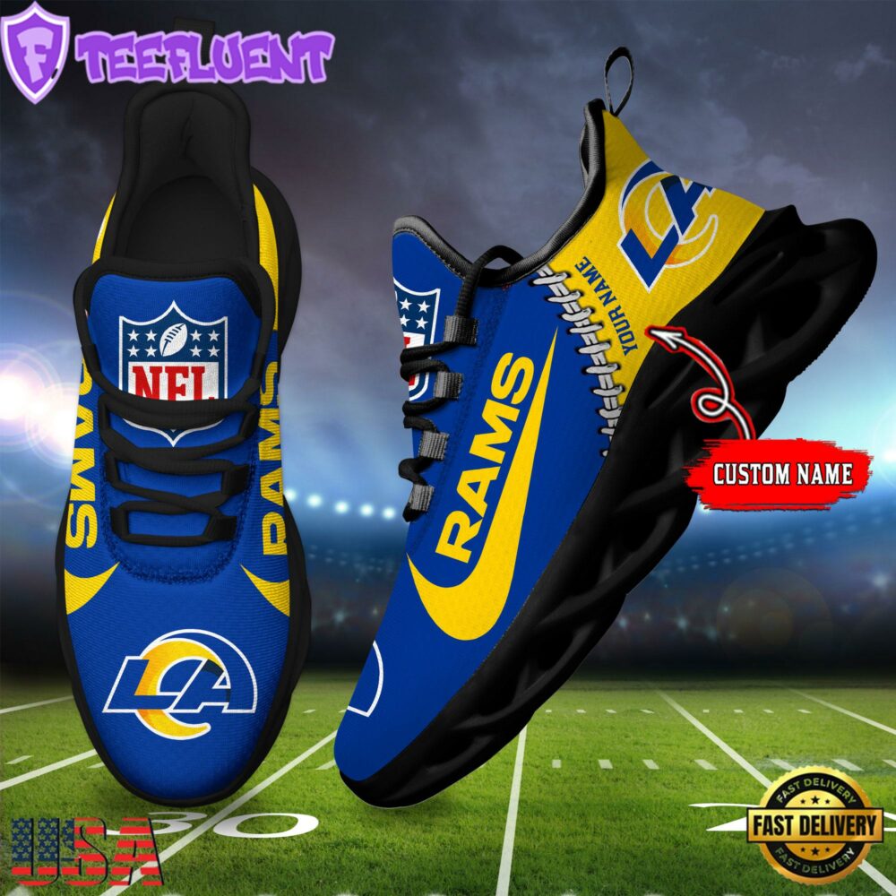 NFL Los Angeles Rams Football Team Design Max Soul Shoes, Football New Sneaker Shoes