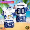 NFL Los Angeles Rams Hibiscus Flower Custom Name Hawaiian Shirt