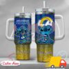 NFL Los Angeles Rams Stitch Glitter Custom Stanley Quencher 40oz Stainless Steel Tumbler With Handle