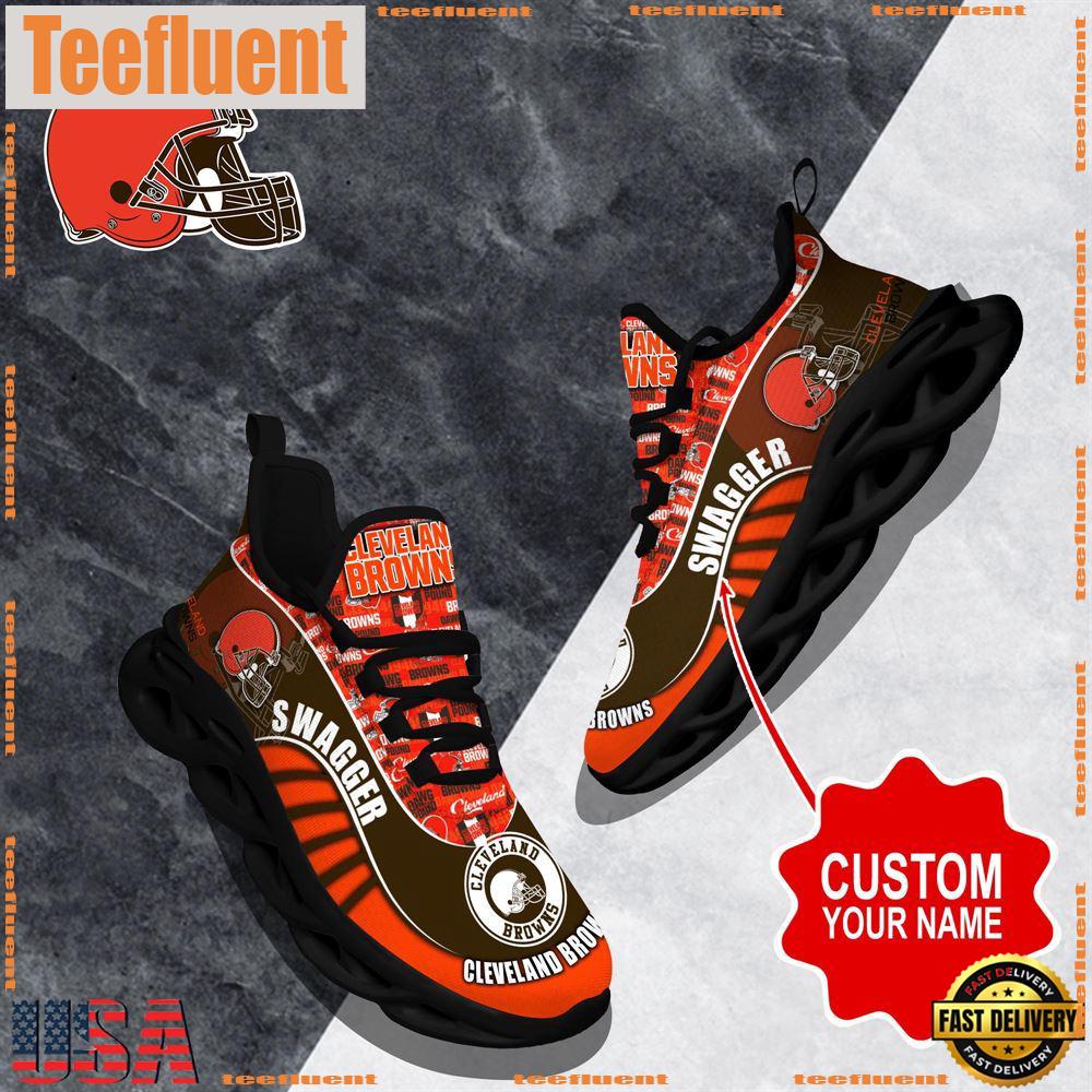 NFL Max Soul Shoes, Cleveland Browns Clunky Shoes Sport Custom Name Football