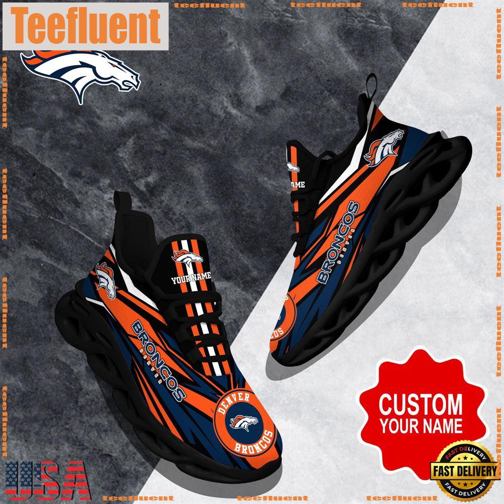 NFL Max Soul Shoes, Denver Broncos Clunky Shoes Custom Custom Name Football