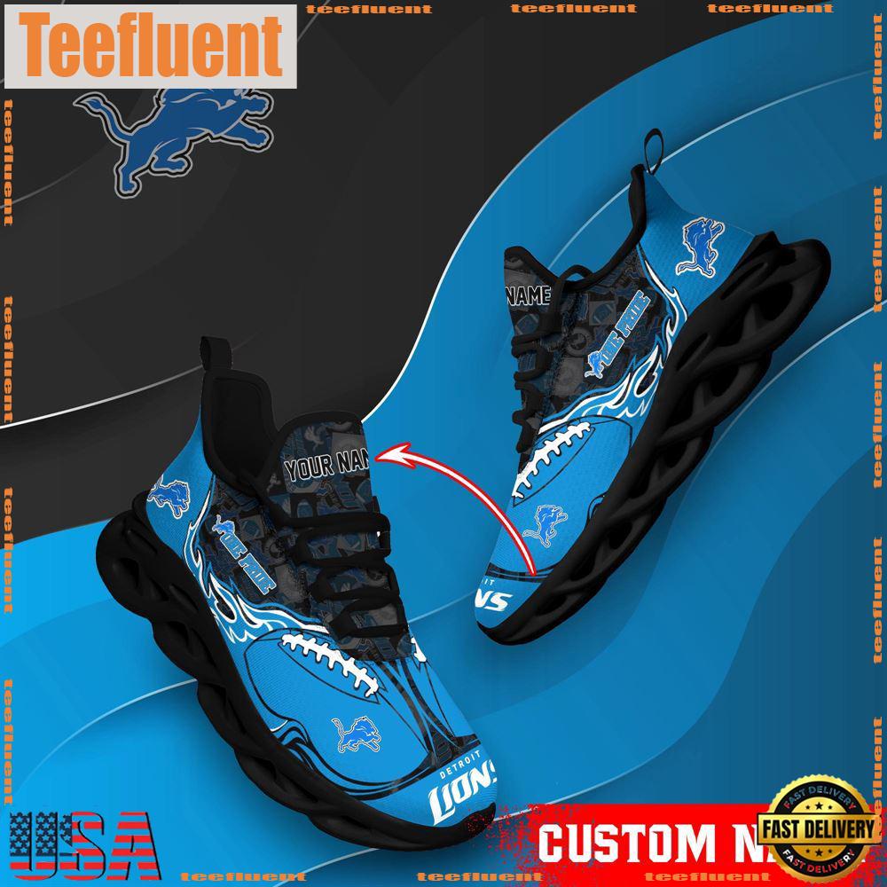 NFL Max Soul Shoes, Detroit Lions Clunky Shoes Custom Name