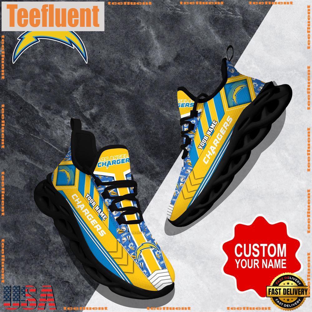 NFL Max Soul Shoes, Los Angeles Chargers Clunky Shoes Logo Custom Name Nfl