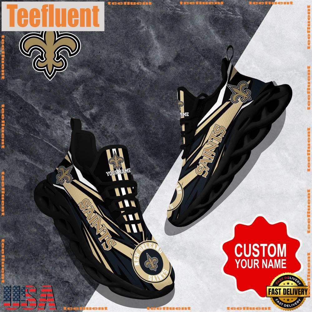 NFL Max Soul Shoes, New Orleans Saints Clunky Shoes Custom Custom Name Football