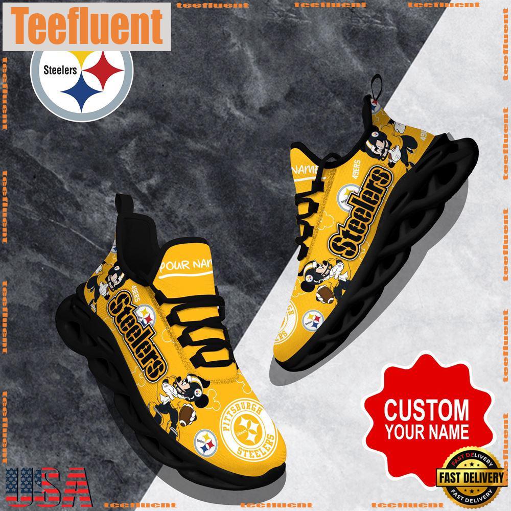 NFL Max Soul Shoes, Pittsburgh Steelers Clunky Shoes Custom Name For Fans Christmas