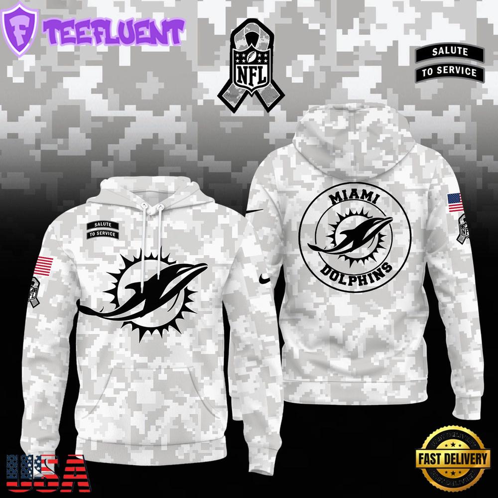 NFL Miami Dolphins Camo 2024 Salute to Service Hoodie
