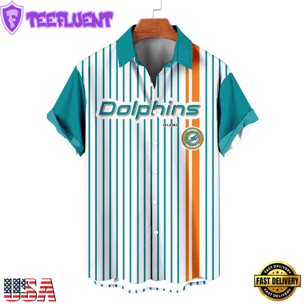 NFL Miami Dolphins Classic Retro Mascot Line Summer Beach Hawaiian Shirt
