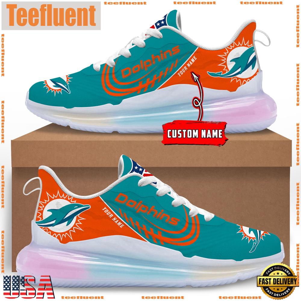 NFL Miami Dolphins Custom Rainbow Atmospheric Cushion Running Shoes, Women's Sneaker