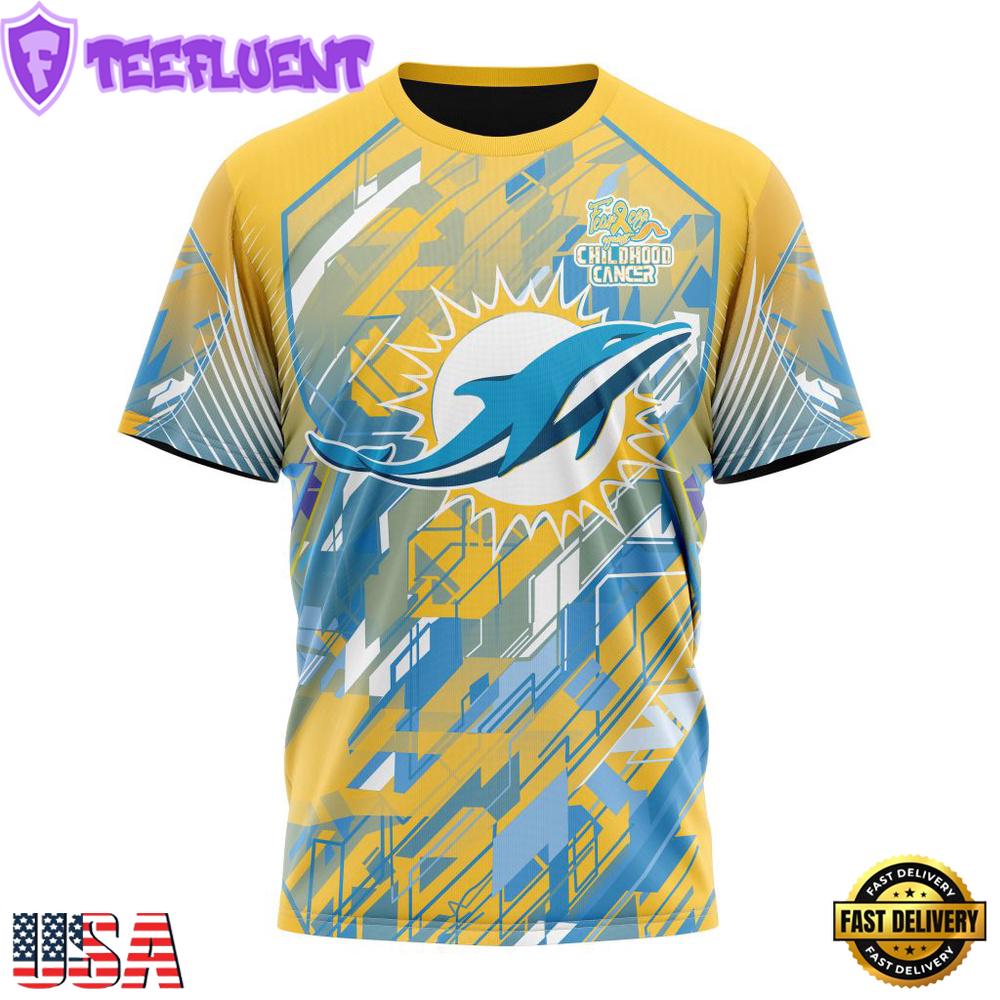NFL Miami Dolphins Football Childhood Cancers All Over Print T-Shirt