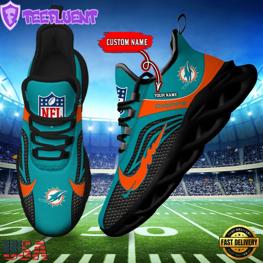 NFL Miami Dolphins Football Team New Design Max Soul Shoes Sneaker