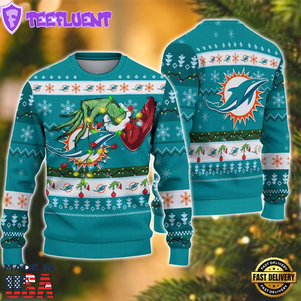 NFL Miami Dolphins Grinch Christmas Ugly Sweater
