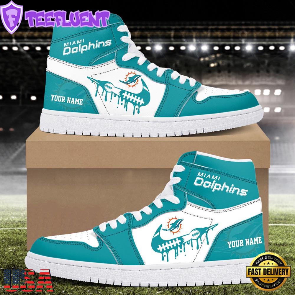 NFL Miami Dolphins Grunge Style Custom Air Jordan 1 Shoes