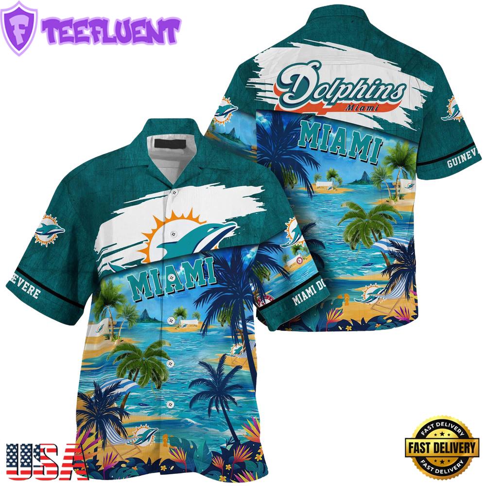 NFL Miami Dolphins Hawaii Beach Custom Name Hawaiian Shirt