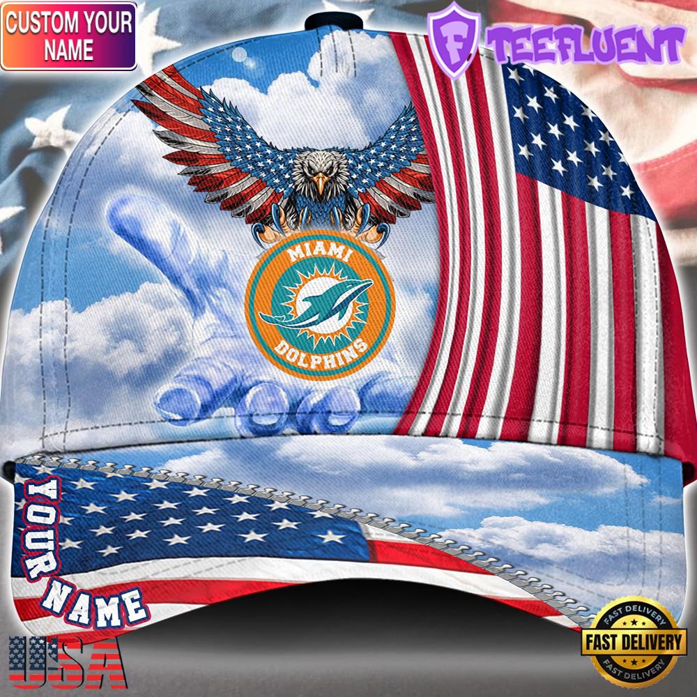 NFL Miami Dolphins Special American Flag Veterans Custom Cap