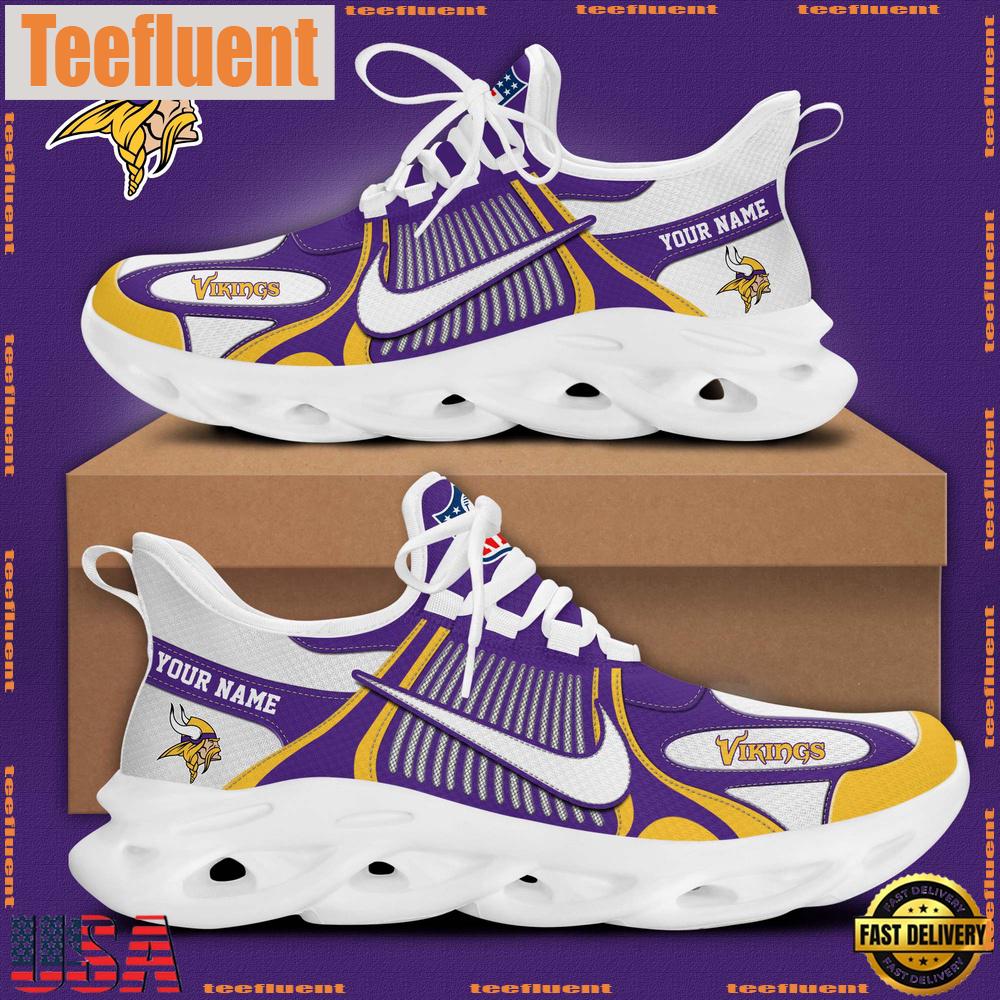 NFL Minnesota Vikings Blue White Stripes Logo Custom Clunky Max Soul Shoes
