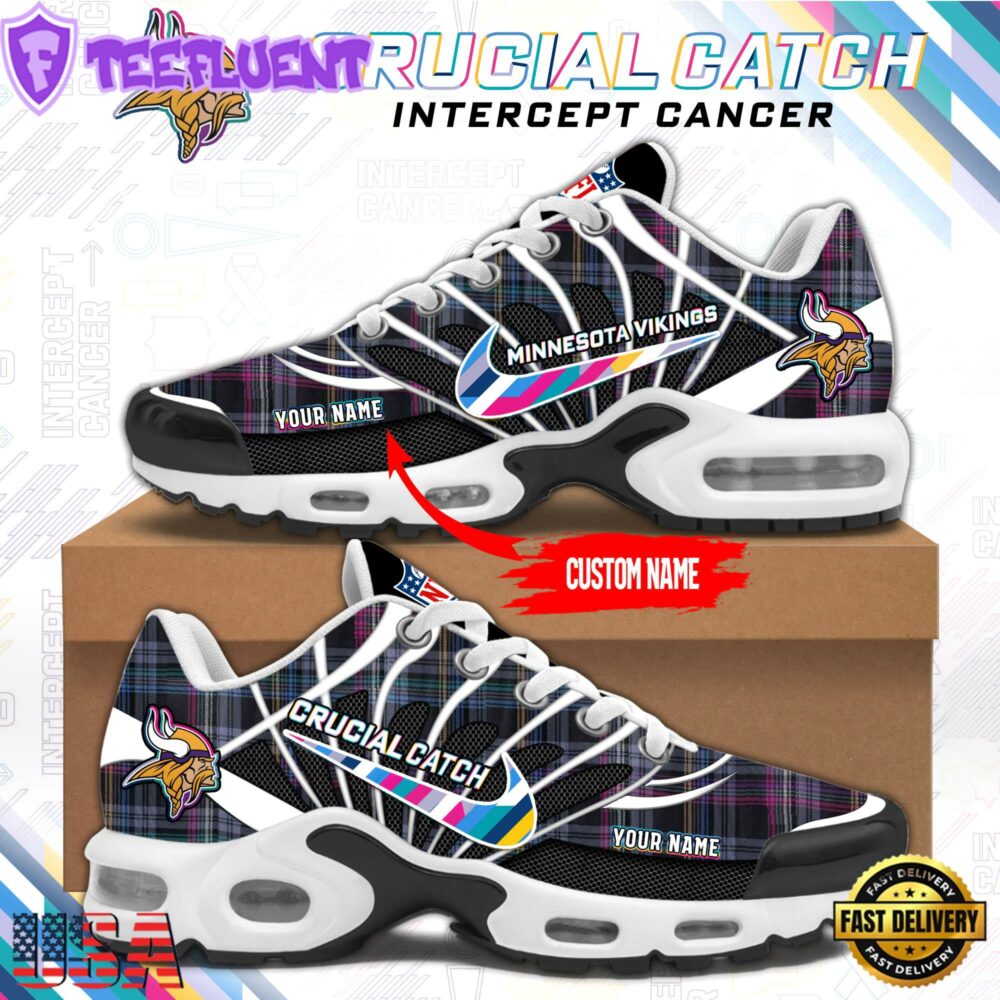 NFL Minnesota Vikings Crucial Catch Intercept Cancer Air Max Plus Shoes Sneaker
