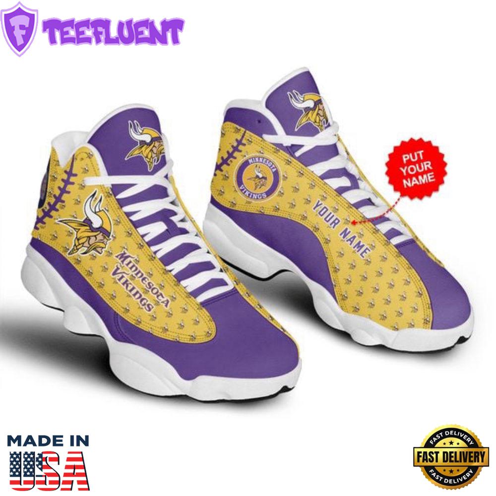 NFL Minnesota Vikings Custom Name Purple Yellow Air Jordan 13 Sneakers