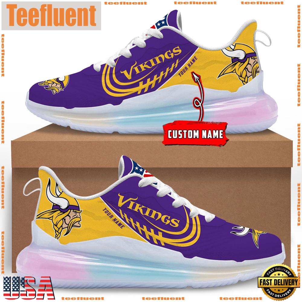 NFL Minnesota Vikings Custom Rainbow Atmospheric Cushion Running Shoes, Women's Sneaker