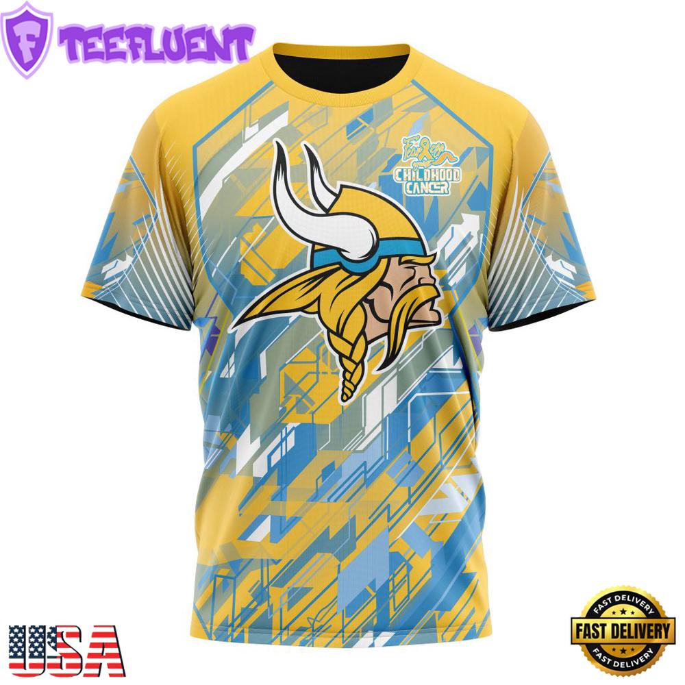 NFL Minnesota Vikings Football Childhood Cancers All Over Print T-Shirt