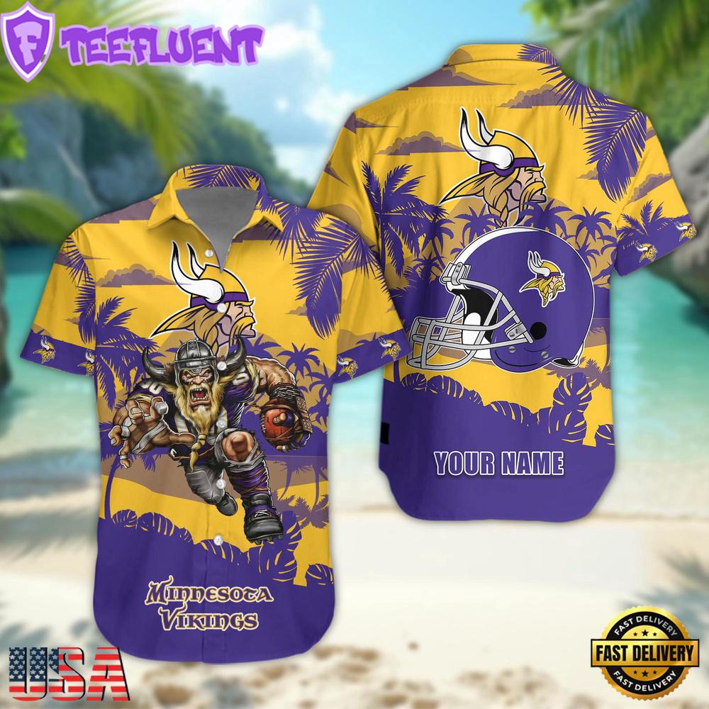 NFL Minnesota Vikings Football Mascot Custom Name Hawaiian Shirt