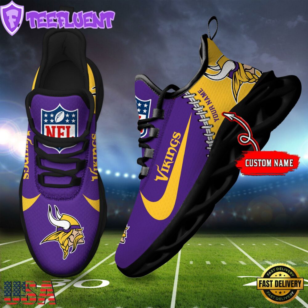 NFL Minnesota Vikings Football Team Design Max Soul Shoes, Football New Sneaker Shoes