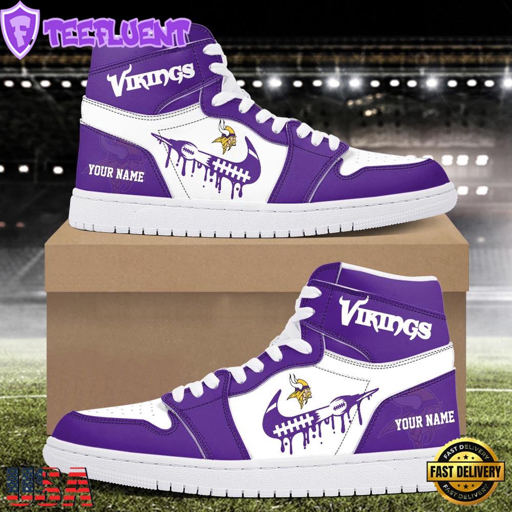 NFL Minnesota Vikings Grunge Style Custom Air Jordan 1 Shoes
