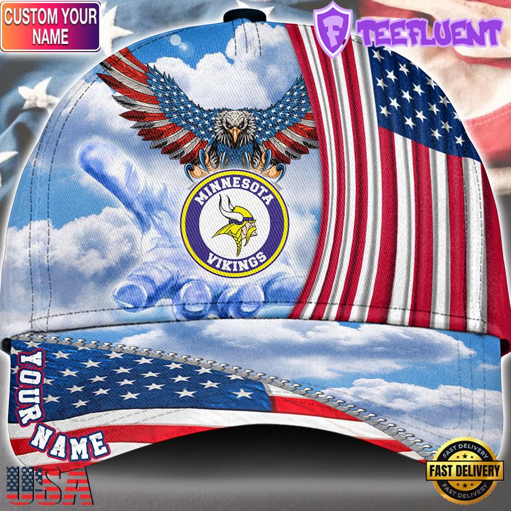 NFL Minnesota Vikings Special American Flag Veterans Custom Cap
