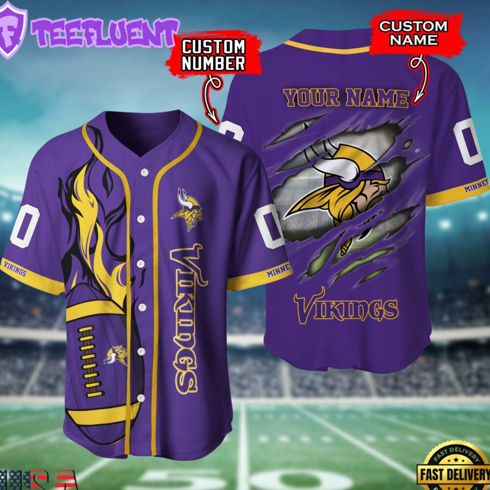 NFL Minnesota Vikings Team Logo Litmited Edition Baseball Jersey