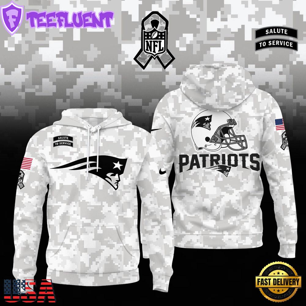 NFL New England Patriots Camo 2024 Salute to Service Hoodie