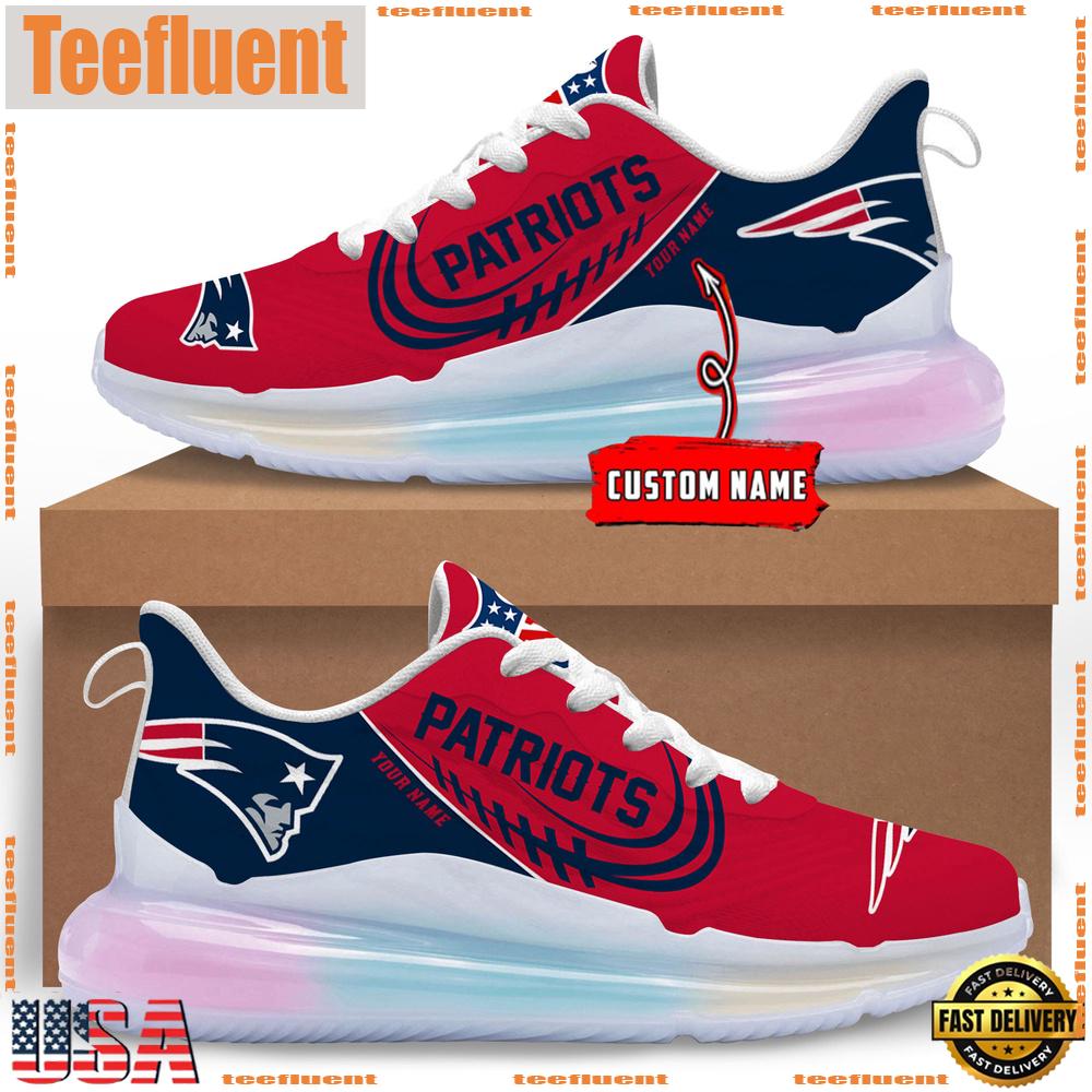 NFL New England Patriots Custom Rainbow Atmospheric Cushion Running Shoes, Women's Sneaker