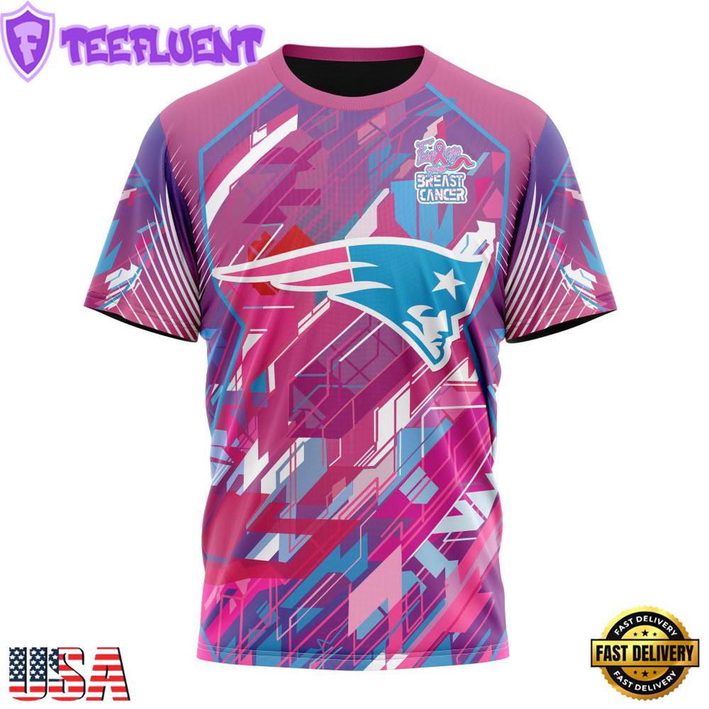 NFL New England Patriots Football Team Breast Cancer 3D T-Shirt
