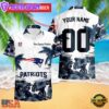 NFL New England Patriots Hibiscus Flower Custom Name Hawaiian Shirt