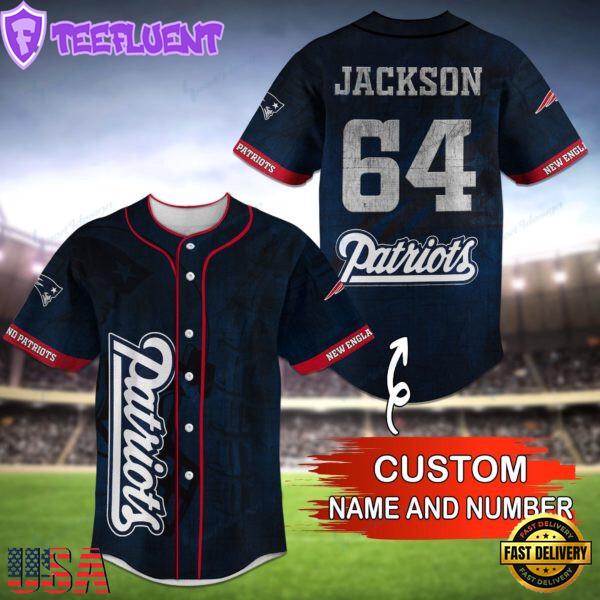 NFL New England Patriots Personalized Baseball Jersey, Football Team Design Jersey Shirt