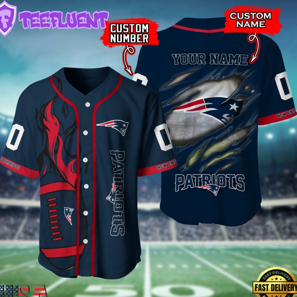 NFL New England Patriots Team Logo Litmited Edition Baseball Jersey