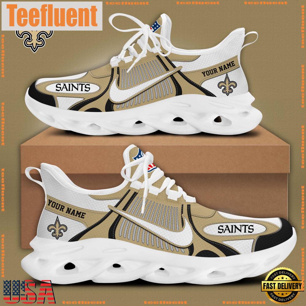 NFL New Orleans Saints Blue White Stripes Logo Custom Clunky Max Soul Shoes