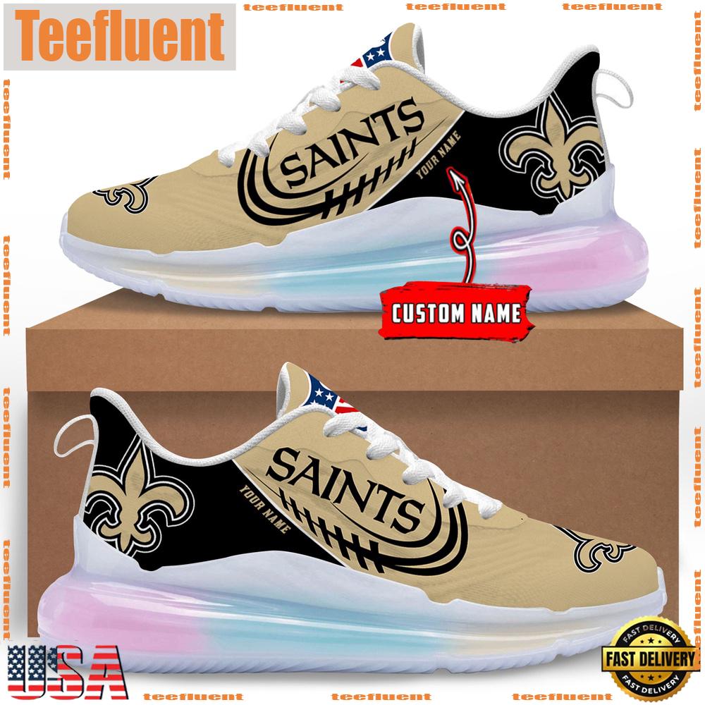 NFL New Orleans Saints Custom Rainbow Atmospheric Cushion Running Shoes, Women's Sneaker