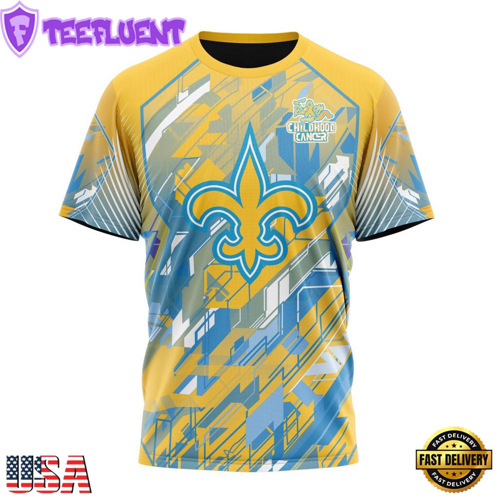 NFL New Orleans Saints Football Childhood Cancers All Over Print T-Shirt