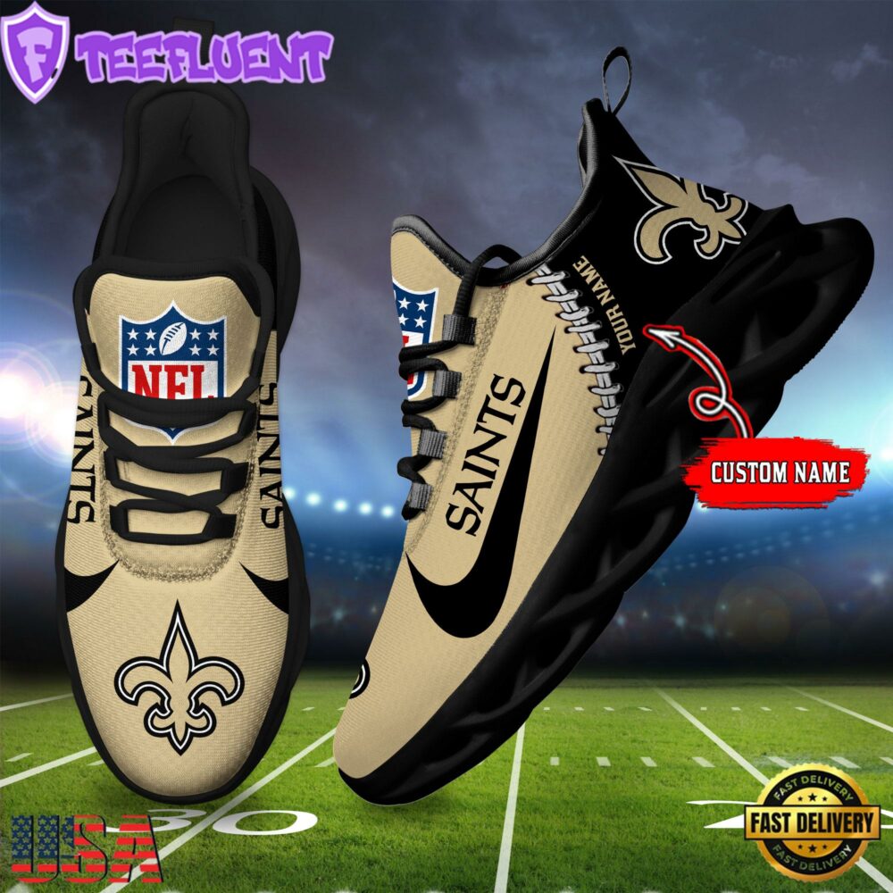 NFL New Orleans Saints Football Team Design Max Soul Shoes, Football New Sneaker Shoes