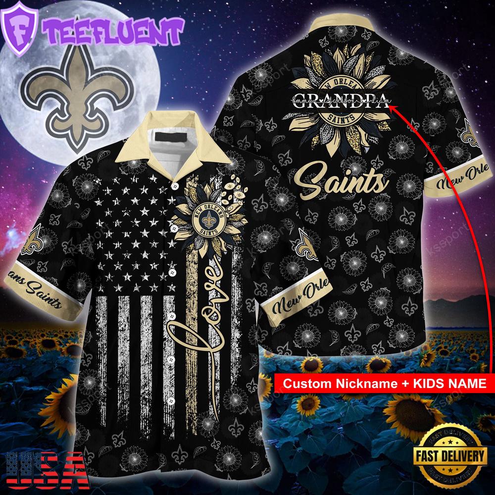 NFL New Orleans Saints Happy Mother Day And Happy Father Day Custom Name Hawaiian Shirt