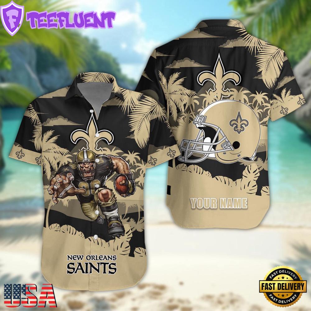 NFL New OrleansSaints Football Mascot Custom Name Hawaiian Shirt