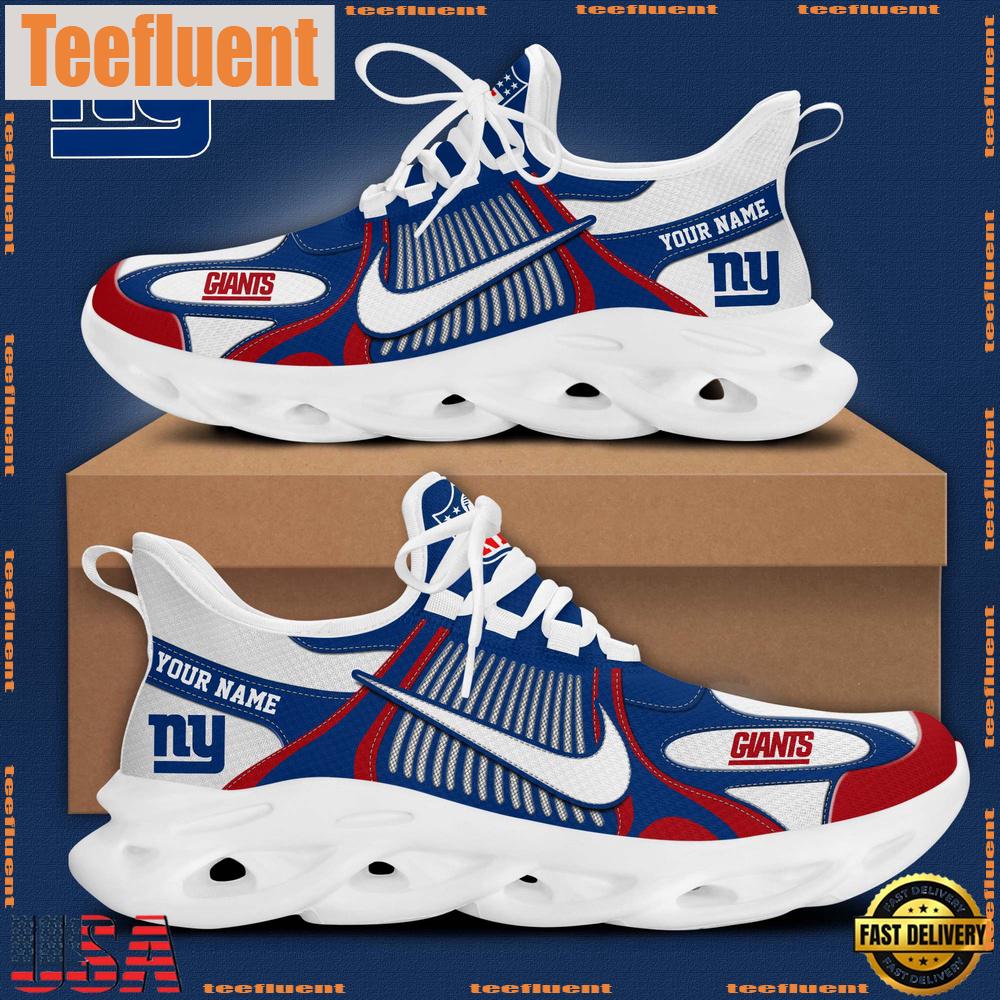 NFL New York Giants Blue White Stripes Logo Custom Clunky Max Soul Shoes