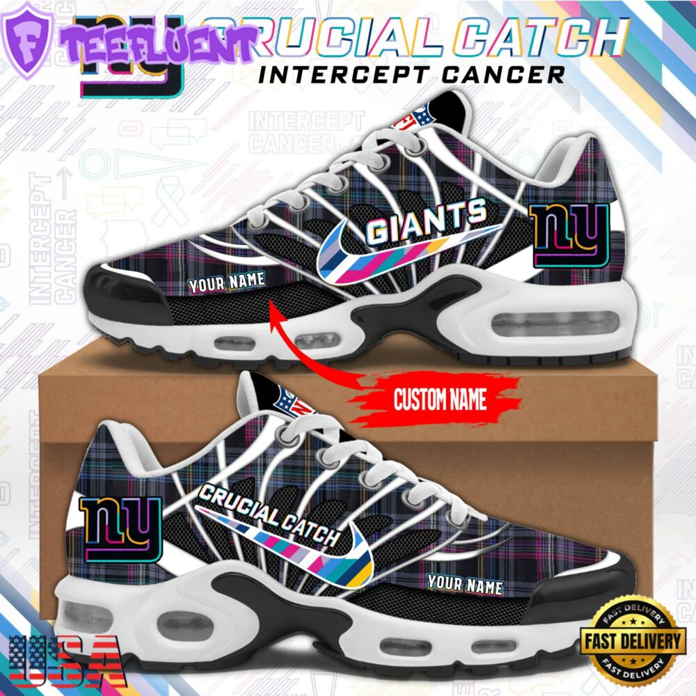 NFL New York Giants Crucial Catch Intercept Cancer Air Max Plus Shoes Sneaker