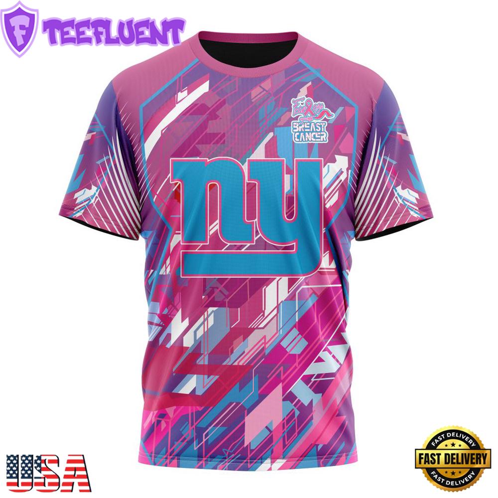 NFL New York Giants Football Team Breast Cancer 3D T-Shirt