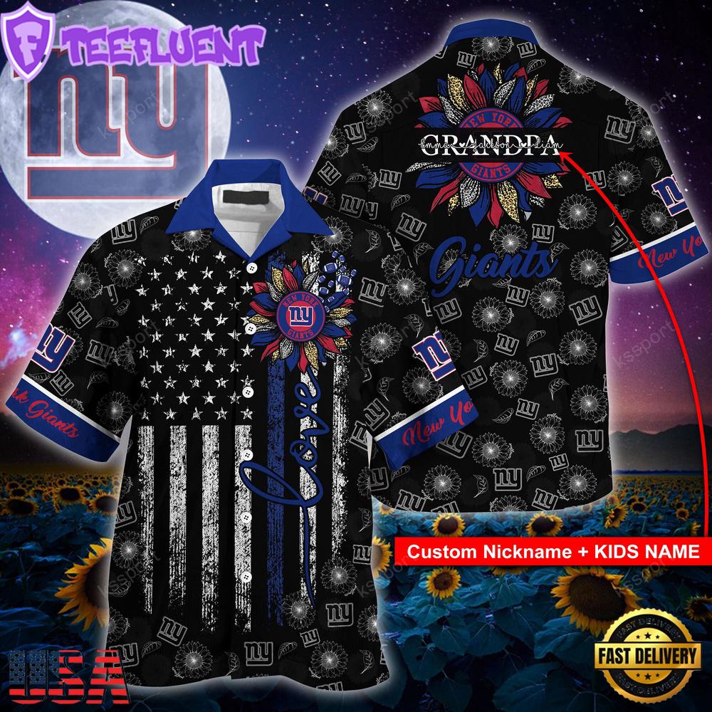 NFL New York Giants Happy Mother Day And Happy Father Day Custom Name Hawaiian Shirt