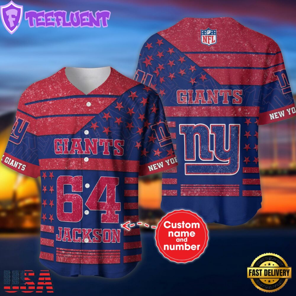 NFL New York Giants Personalized American Flag Baseball Jersey